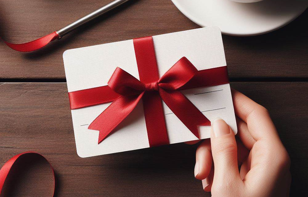 photo of a hand holding a generic gift card